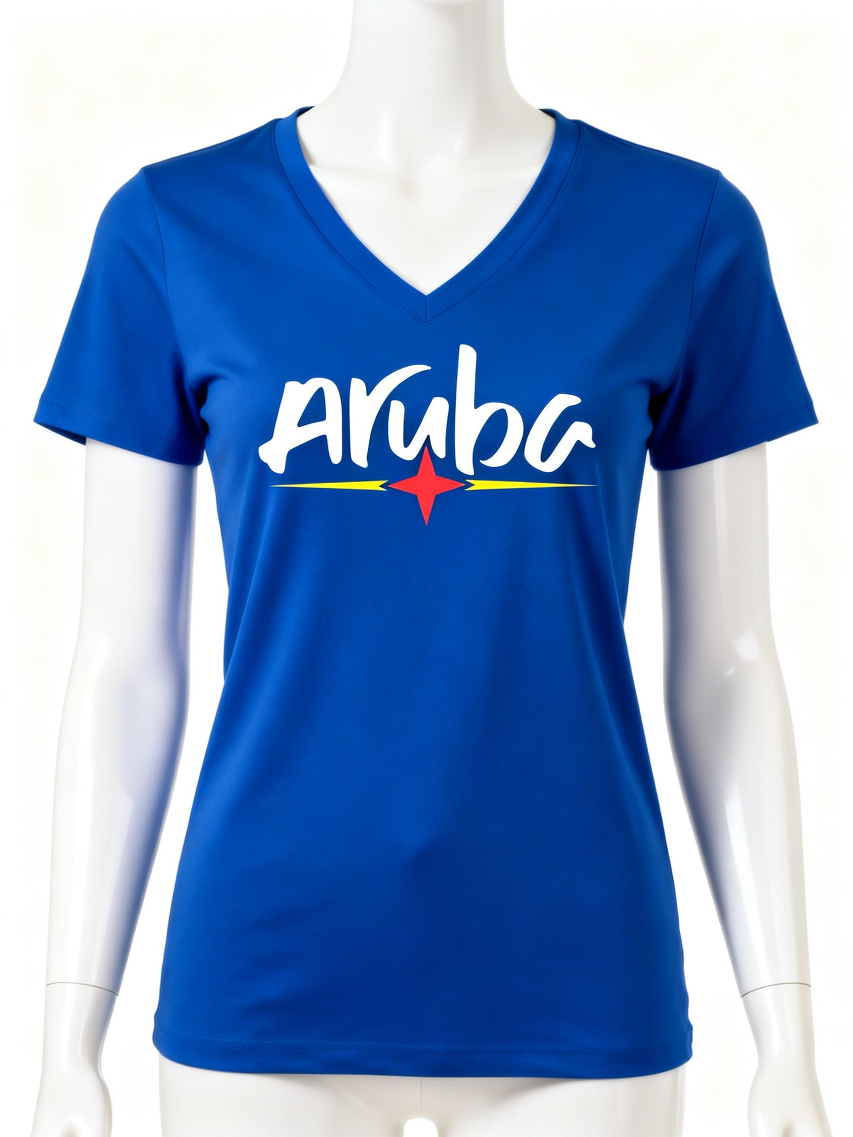 Aruba Brand Royal Blue V-Neck T-Shirt